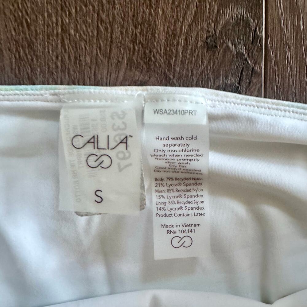 Calia Swim High Rise Ruched Bikini Bottom Watercolor Abstract Rainbow Small NEW - Picture 6 of 9